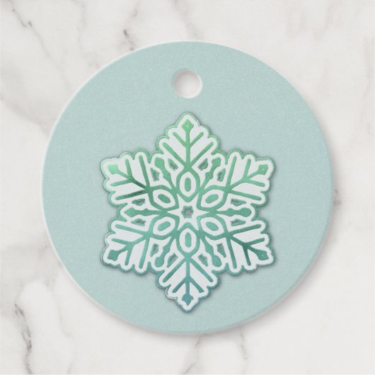 雪を降らせろ！虹色の冬の緑のスノーフレーク フェイバータグ (正面)