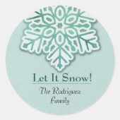 雪を降らせろ！虹色の冬の緑のスノーフレーク ラウンドシール (正面)