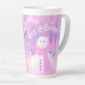 雪を降らせろ！雪だるま カフェラテマグ (右アングル)