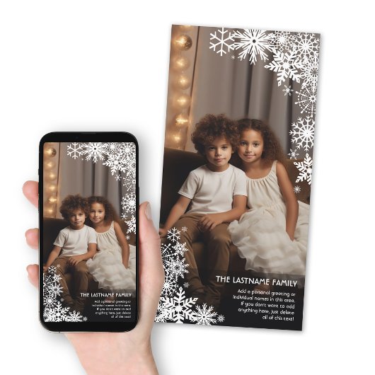 雪を降らせろ！1枚の縦型フォト冬 シーズンカード