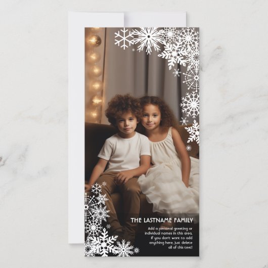 雪を降らせろ！1枚の縦型フォト冬 シーズンカード (正面)