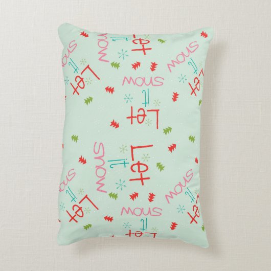 雪を降らせ赤と白て歯を後ろで見る アクセントクッション (裏面(縦))