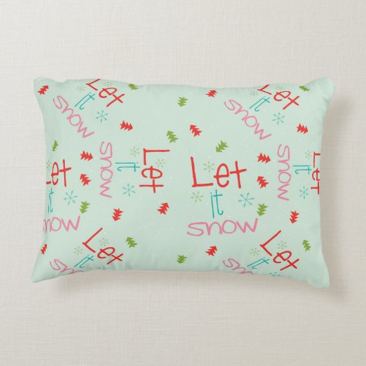 雪を降らせ赤と白て歯を後ろで見る アクセントクッション (裏面)