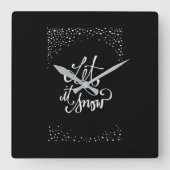 ****雪を降らせ**** スクエア壁時計 (正面)