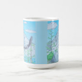 雪を頂いた山と鷲 コーヒーマグカップ (中央)