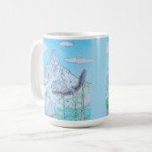 雪を頂いた山と鷲 コーヒーマグカップ (正面左)