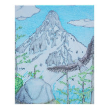 雪を頂いた山と鷲
