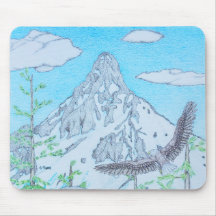 雪を頂いた山と鷲