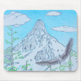 雪を頂いた山と鷲 マウスパッド