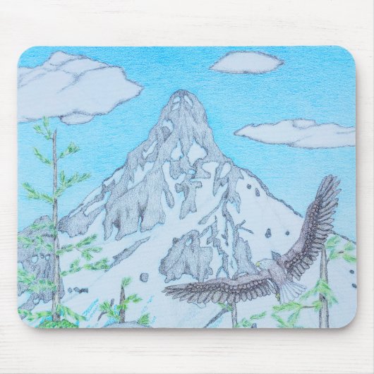 雪を頂いた山と鷲 マウスパッド (正面)