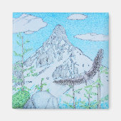 雪を頂いた山と鷲 マグネット (正面)