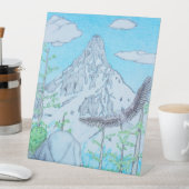 雪を頂いた山と鷲 台座サイン (インサイチュ)