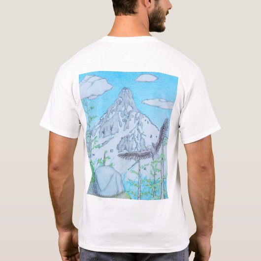 雪を頂いた山と鷲 Tシャツ (裏面)