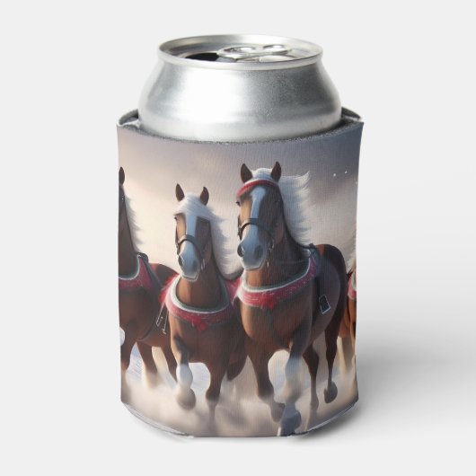 雪を駆ける魔法の馬たち：サンタのクリスマス・ホース 缶クーラー (缶正面)