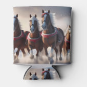 雪を駆ける魔法の馬たち：サンタのクリスマス・ホース 缶クーラー (正面)