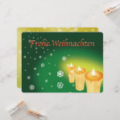 雪を麻の葉文様で描いたクリスマスカード (Frohe Weihnachten) カード (正面/裏面インサイチュ)