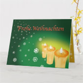 雪を麻の葉文様で描いた二つ折りクリスマスカード カード (Frohe Weihnachten) (黄色い花)