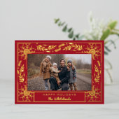 雪アールデコフォトハッピーホリデー 箔シーズンカード (立ち正面)