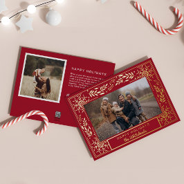 雪アールデコフォトハッピーホリデー 箔シーズンカード