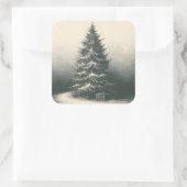 雪エッチングのintaglioのヴィンテージクリスマスツリー スクエアシール (バッグ)