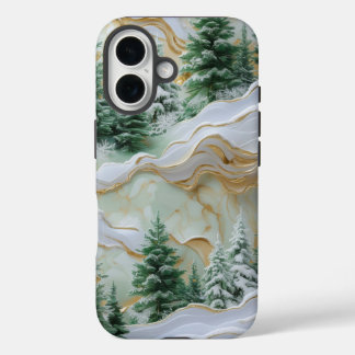 雪エレガントに覆われた木々が咲く冬の不思議の国 iPhone 16ケース