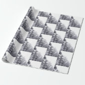 雪エレガントに覆われた木々冬の写真パターン ラッピングペーパー (アンロールド)