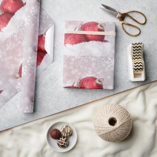 雪エレガントのオーナメント ラッピングペーパー (クラフト)