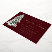 雪エレガントのクリスマスツリーのクリスマスパーティー金ゴールド 箔招待状 (回転した状態)