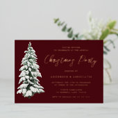 雪エレガントのクリスマスツリーのクリスマスパーティー金ゴールド 箔招待状 (立ち正面)