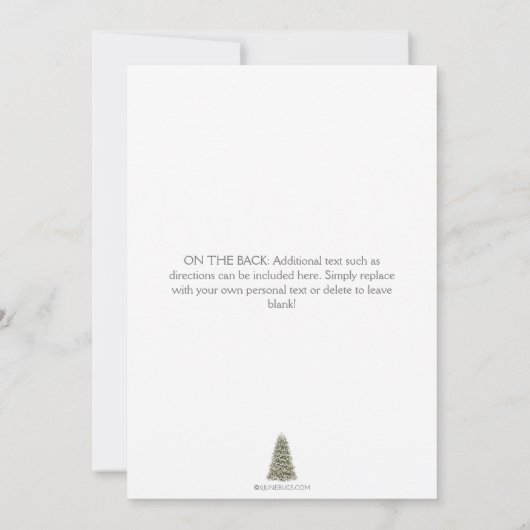 雪エレガントのクリスマスツリーのクリスマスパーティー 招待状 (裏面)