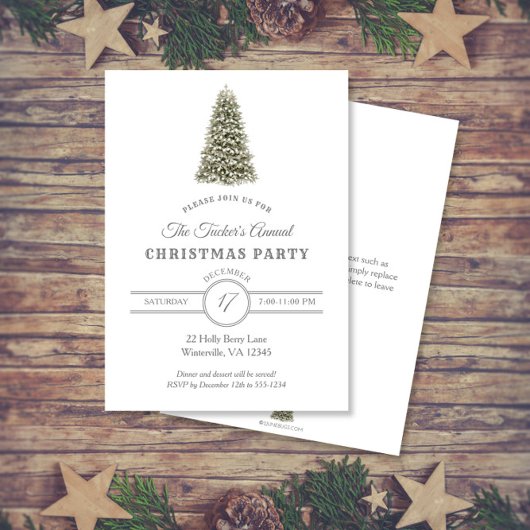 雪エレガントのクリスマスツリーのクリスマスパーティー 招待状