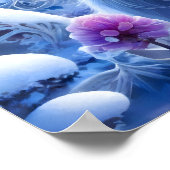 雪エレガントの中で白い猫 ポスター (角)