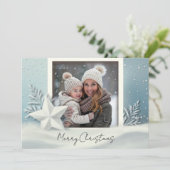 雪エレガントの入った冬の写真クリスマスカード シーズンカード (スタンド正面)