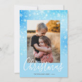 雪エレガントの冬のブルーメリークリスマスフォト シーズンカード (正面)