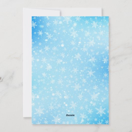 雪エレガントの冬のブルーメリークリスマスフォト シーズンカード (裏面)