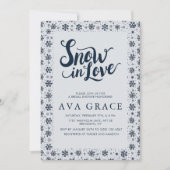 雪エレガントの愛の冬ブライダルシャワー 招待状 (正面)