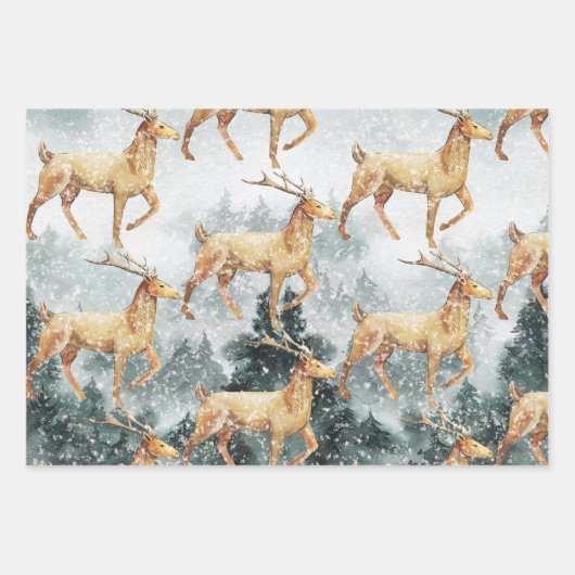 雪エレガントの森の森トレンデアスタグ ラッピングペーパーシート (正面)
