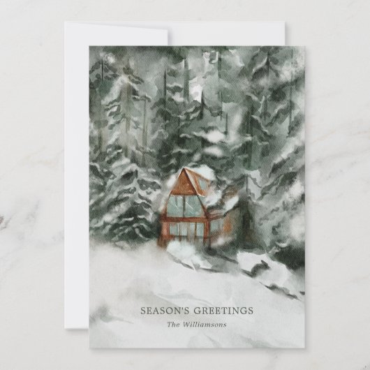 雪エレガントパーソナライズされた車のクリスマスカード シーズンカード (正面)