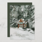 雪エレガントパーソナライズされた車のクリスマスカード シーズンカード (正面/裏面)