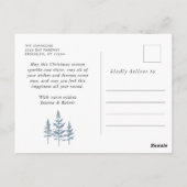 雪エレガントモダン片クリスマス ポストカード (裏面)