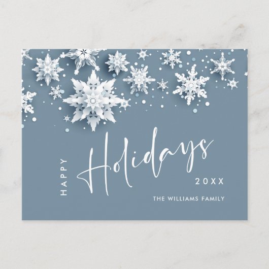 雪エレガントモダン片クリスマス ポストカード (正面)