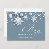 雪エレガントモダン片クリスマス ポストカード (正面/裏面)