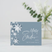 雪エレガントモダン片クリスマス ポストカード (スタンド正面)
