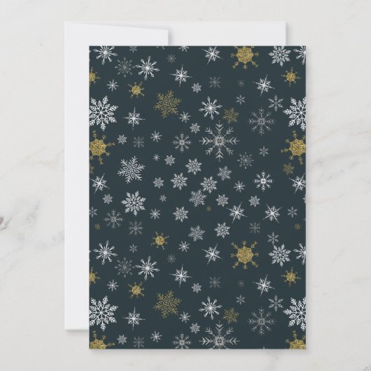 雪エレガントモダン片ダークネイビーのクリスマスパーティー 招待状 (裏面)
