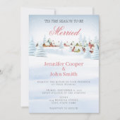 雪エレガントモダン雪のクリスマス冬の結婚式 招待状 (正面)