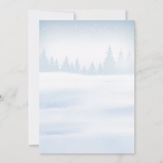 雪エレガントモダン雪のクリスマス冬の結婚式 招待状 (裏面)