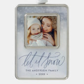 雪エレガント写真を撮る シルバープレートフレームオーナメント (正面)