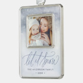 雪エレガント写真を撮る シルバープレートフレームオーナメント (左)