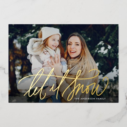 雪エレガント写真を撮る 箔シーズンカード (正面)