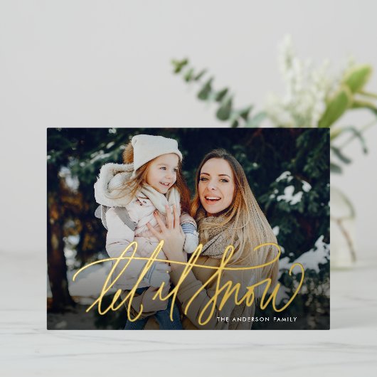 雪エレガント写真を撮る 箔シーズンカード (立ち正面)